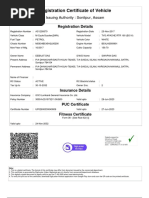 Registration Certificate of Vehicle: Issuing Authority: Sonitpur, Assam