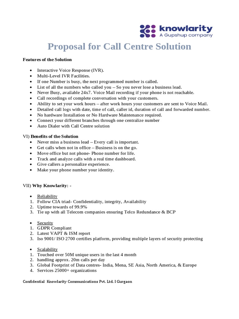 Call Centre Services Proposal Template | PDF