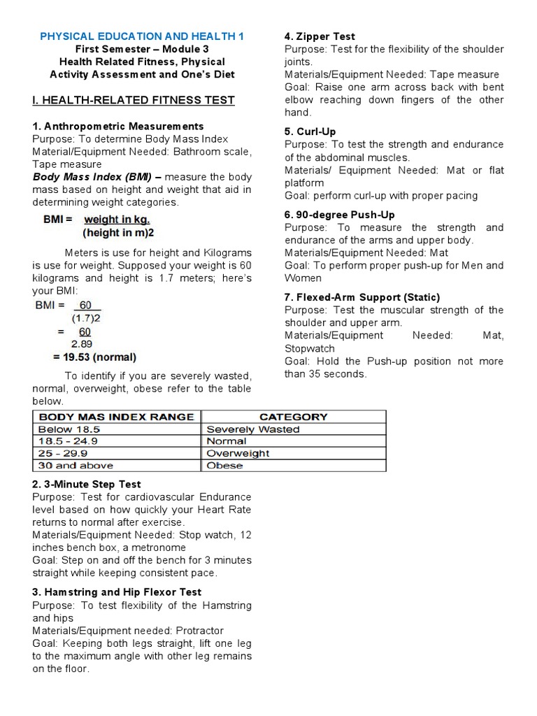 PHYSICAL EDUCATION AND HEALTH 1 Grade 11 Final Period | PDF | Healthy ...