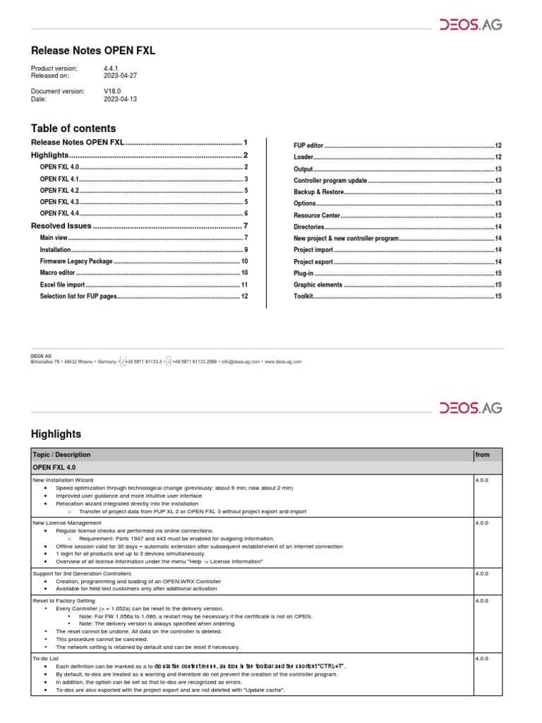 OPEN FXL 4.4 Release Notes | PDF | Microsoft Excel | Library (Computing)