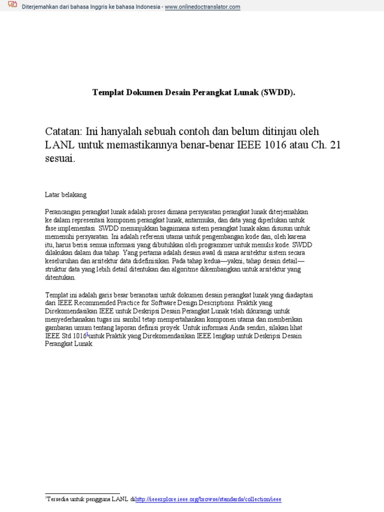 SDD template en Id PDF