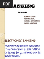 E-Banking: Submitted By:-Aditi Mangal Harsha Srivastava Nakul Agarwal