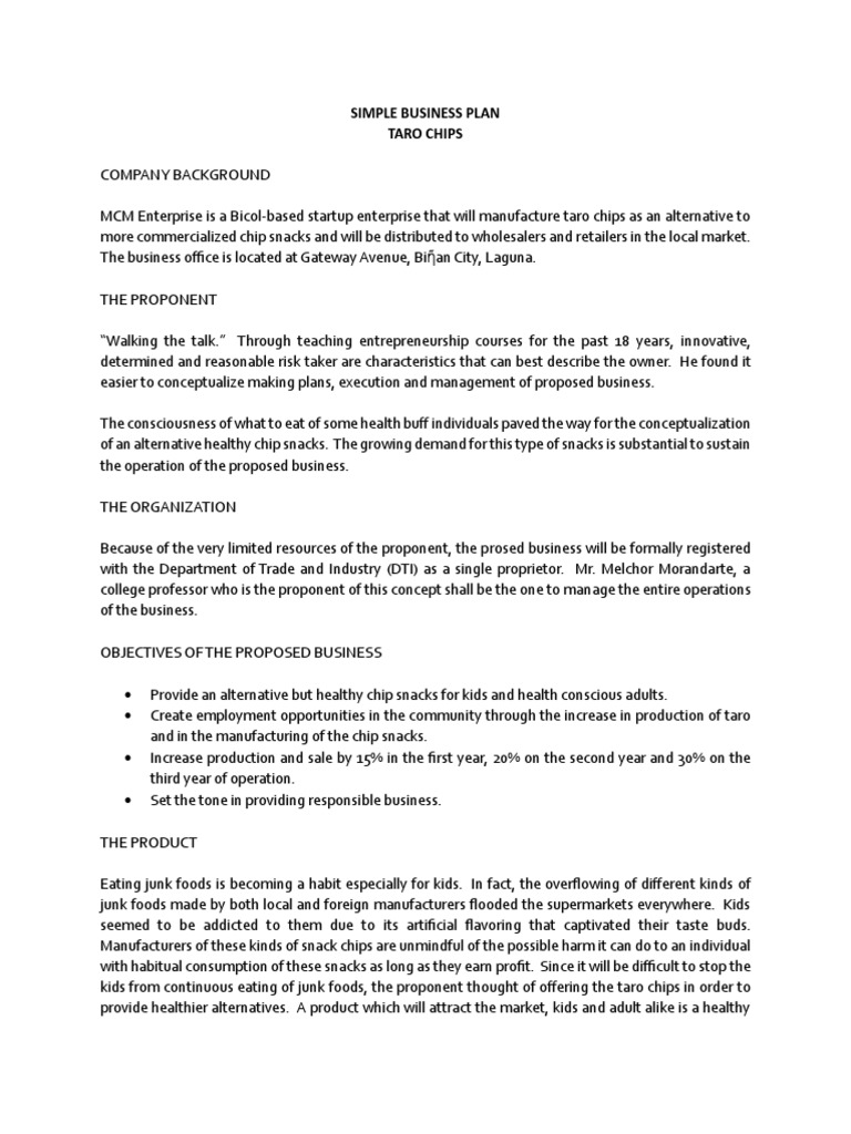 Taro Chips Business Plan PDF Dietary Fiber Diet & Nutrition