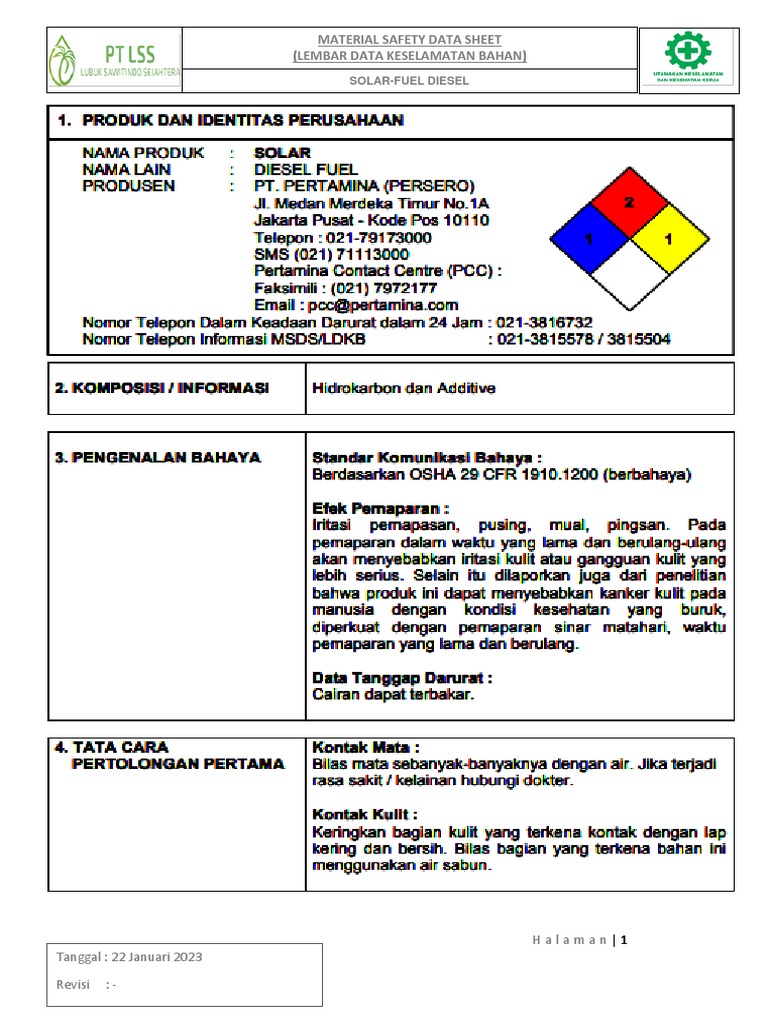 Msds solar pdf