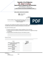 Panel Oral Examination Report: Distribution: Student Dean All Panel Members