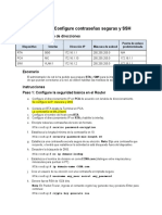 Configurar contraseñas seguras y SSH en RTA y SW1