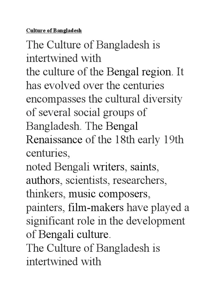 Culture of Bangladesh | PDF | Bengal