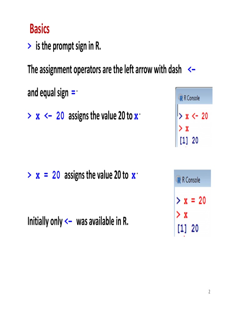 R Basics: Assignment and Calculations | PDF | Technology & Engineering