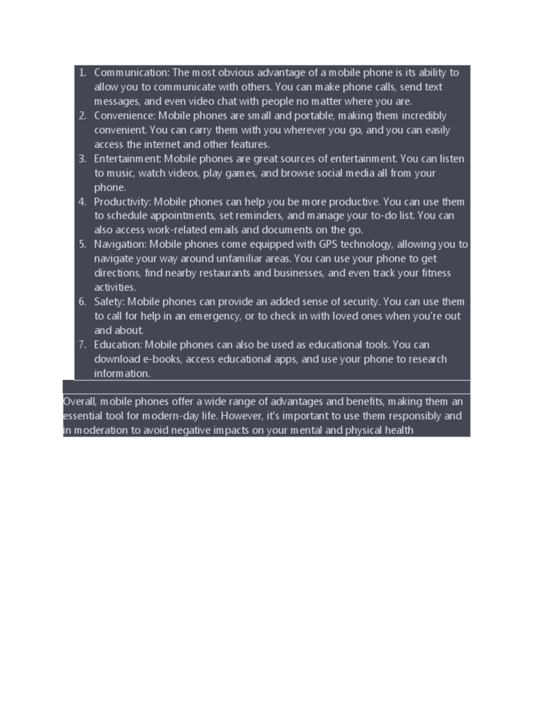 Advantages of Mobile | PDF