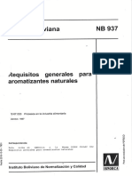 NB 937 Requisitos Generales para Aromatizantes Naturales