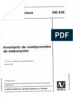 NB 938 Inventario de Coadyuvantes de Elaboracion