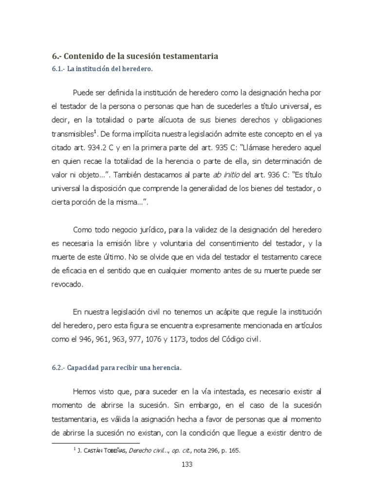 Unidad IV. Sucesión Testada (2da Parte) . | PDF