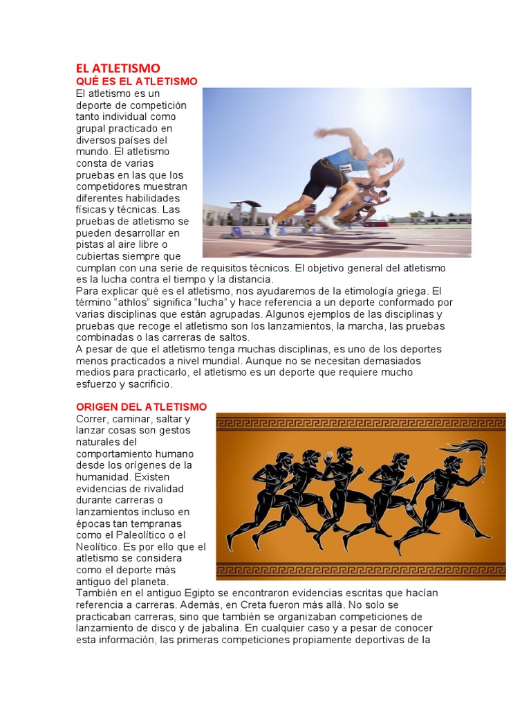 Historia y Orígenes del Atletismo | PDF | Deporte del atletismo ...