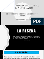 Universidad Nacional Delaltiplano: Producción de Textos Académicos La Reseña