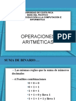 Operaciones Aritméticas: Universidad de Costa Rica Sede Del Pacífico If-1300 Introducción A La Computación E Informática