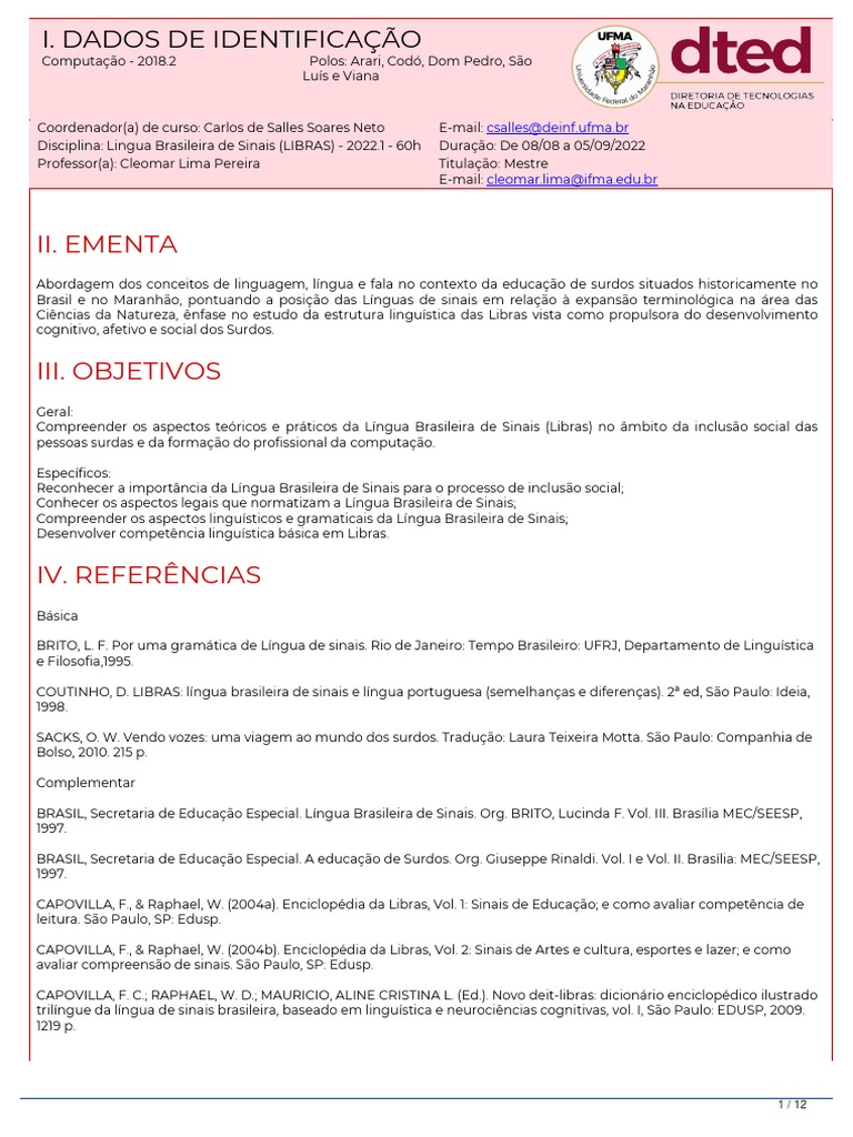 Introdução à Língua Brasileira de Sinais | PDF | Linguagem de sinais |  Linguística, image size:768x1024
