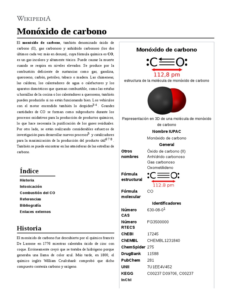 Monóxido de Carbono | PDF | Monóxido de carbono | Química