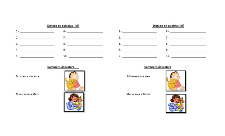Dictado de palabras con M para primaria | PDF