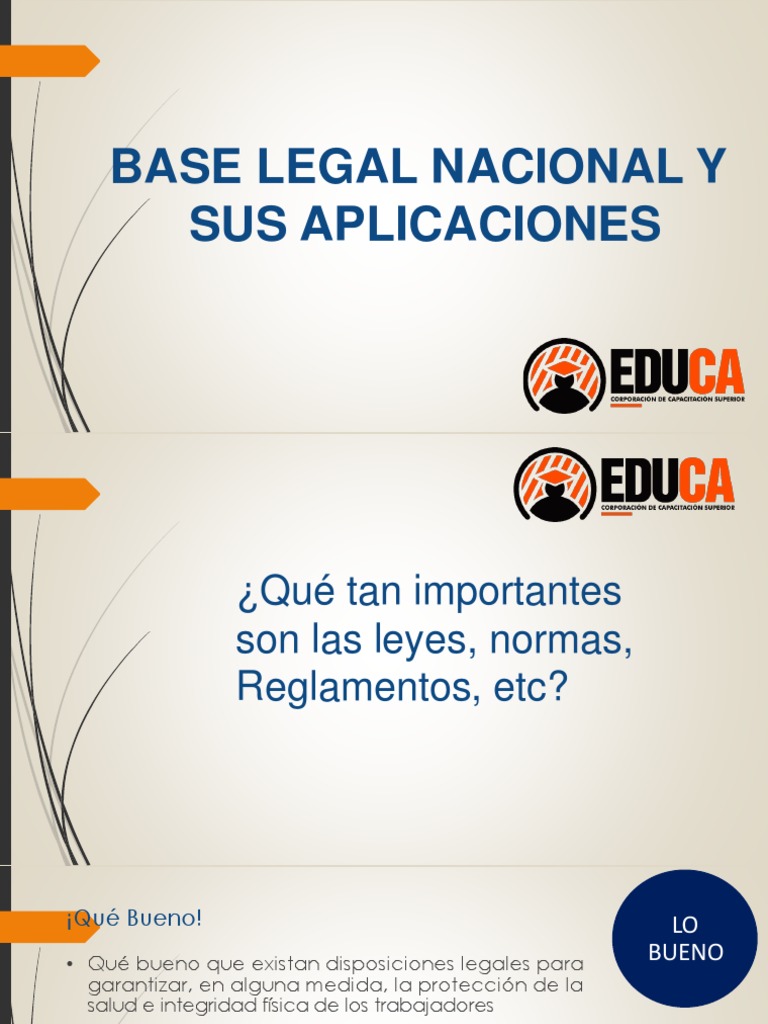 Base Legal Nacional Y Sus Aplicaciones | PDF | Seguridad y salud ...