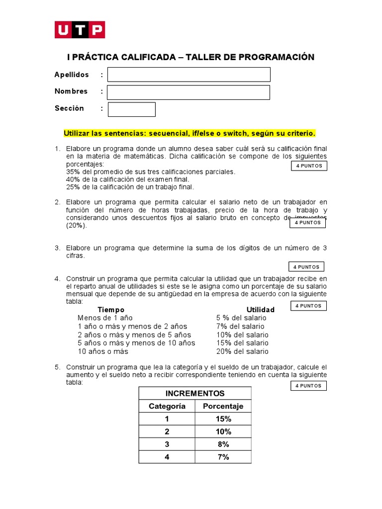 Práctica Calificada Taller de Programación | PDF | Negocios | Finanzas ...