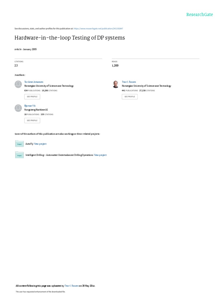 Hardware-In-The-Loop Testing of DP Systems: January 2005 | PDF ...