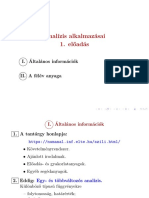 Analízis Alkalmazásai 1. Előadás: I. Általános Információk