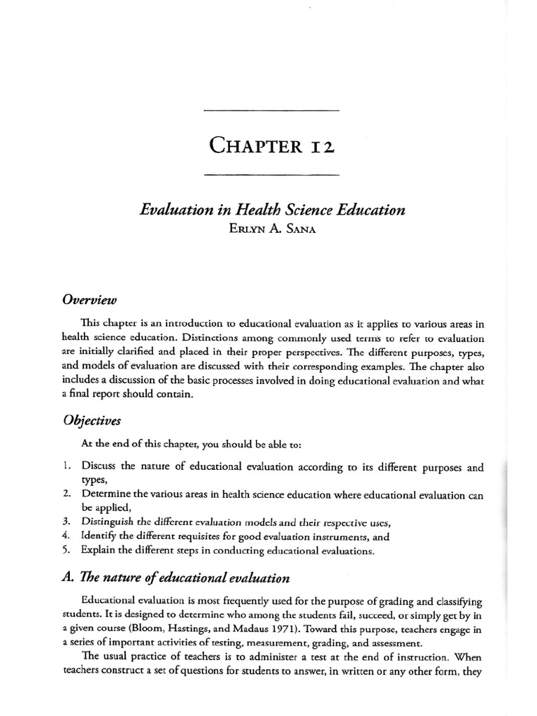 Chapter 12 Evaluation In Health Science Education Pdf