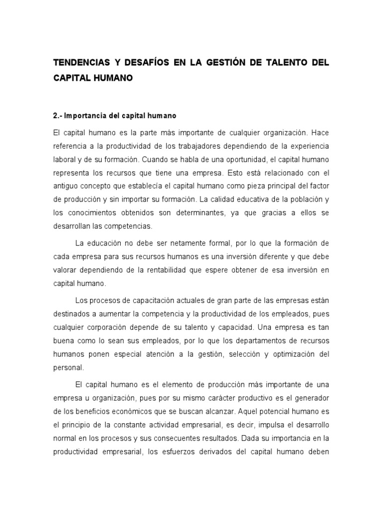 Investigacíon y presentación - Importancia del Capital Humano y Tipos