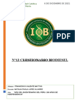 N°13 Cuestionario Biodiesel: Biologia Celular I - 01