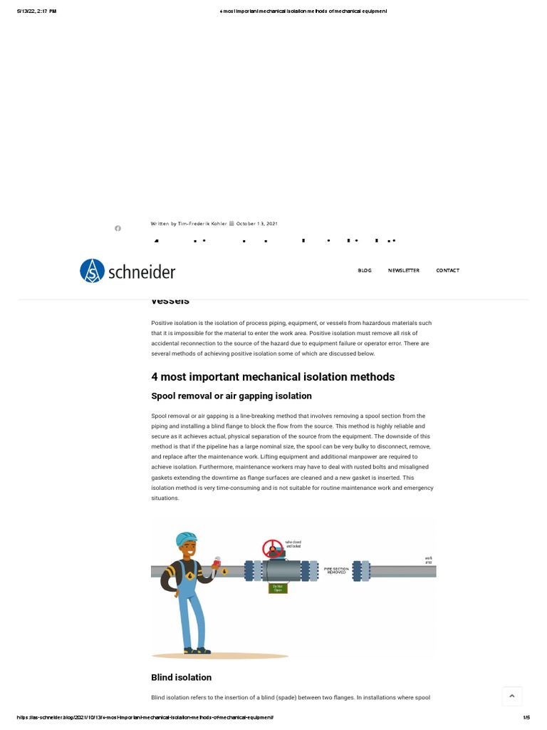 4 Most Important Mechanical Isolation Methods of Mechanical Equipment
