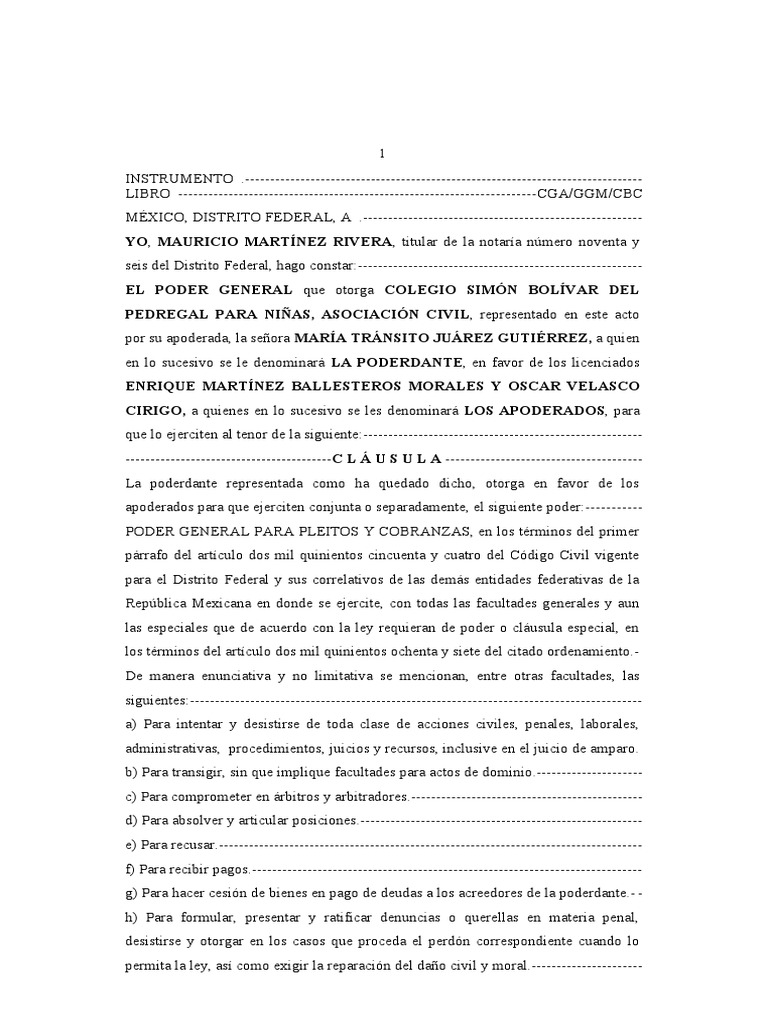Poder Notarial General en México | PDF | México | Ciudad de México