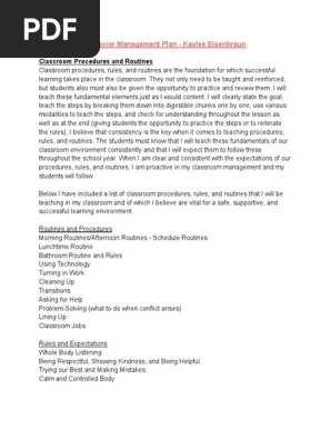 behavior management plan eisenbraun
