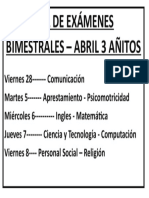 Rol de Exámenes Bimestrales - Abril 3 Añitos