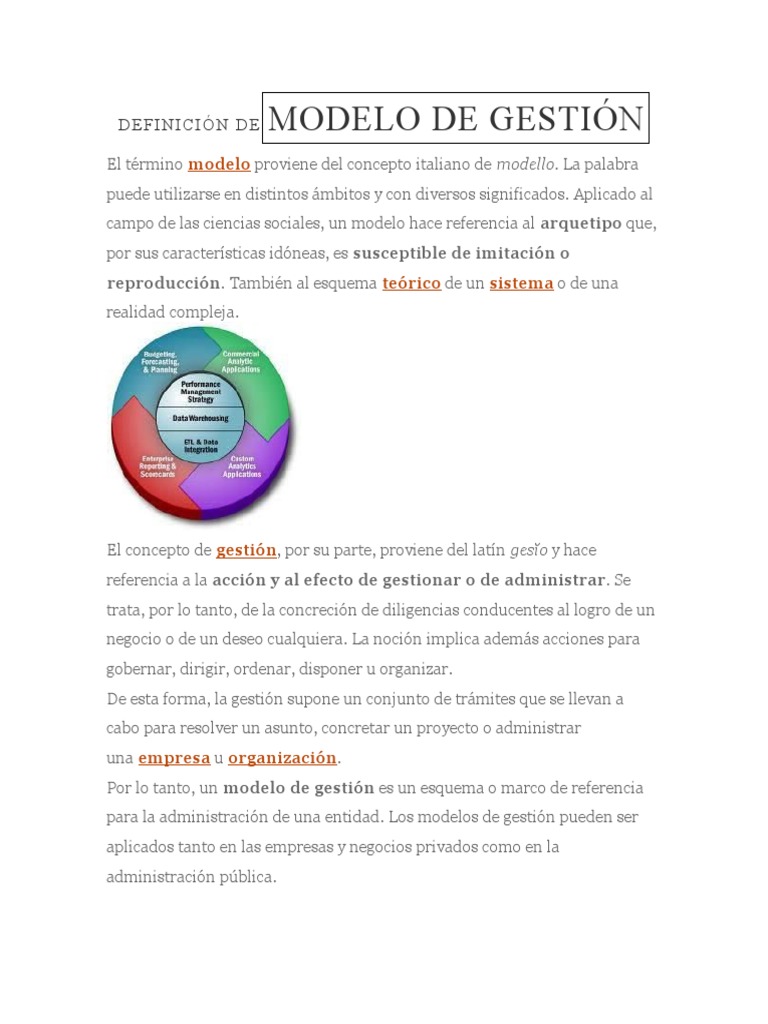Definición de Modelo de Gestión | PDF | Teoría del modelo | Calidad ...