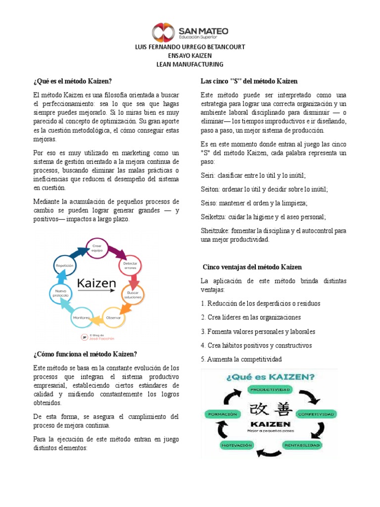 Método Kaizen | PDF | Lean Manufacturing | Business