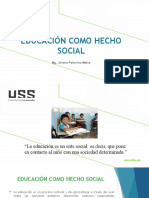 Educación Como Hecho Social: Mg. Jimena Palomino Malca
