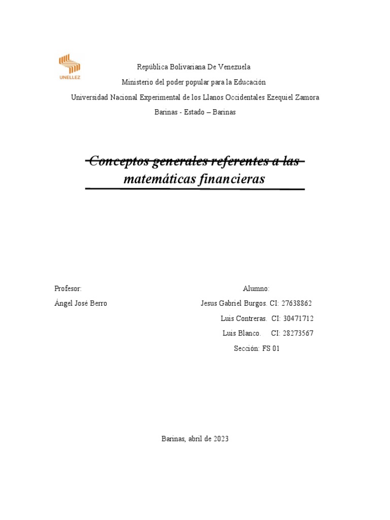 Conceptos de Matemáticas Financieras | PDF | Interés | Finanzas Matemáticas