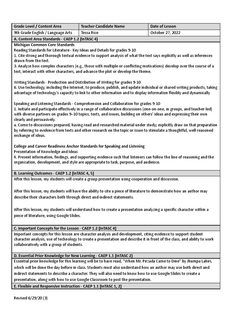 Tessa Rice Lesson Plan For Observation 10 27 2022 Edu 4583 4683 | PDF ...