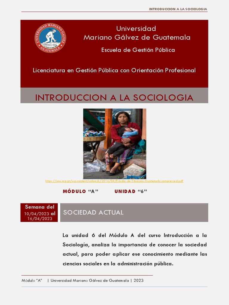 INTRODUCCION A LA SOCIOLOGIA Unidad 6 | PDF | Guatemala | Sociología