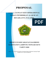 Proposal: Perpanjangan Izin Operasional Taman Pendidikan Al Qur'An Riyadlatul Falahin