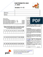 Känguru Der Mathematik 2022 17. 3. 2022 Level: Student, Grades 11 - 13