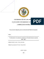 Universidad Técnica de Ambato Facultad de Contabilidad Y Auditoría Carrera de Economía