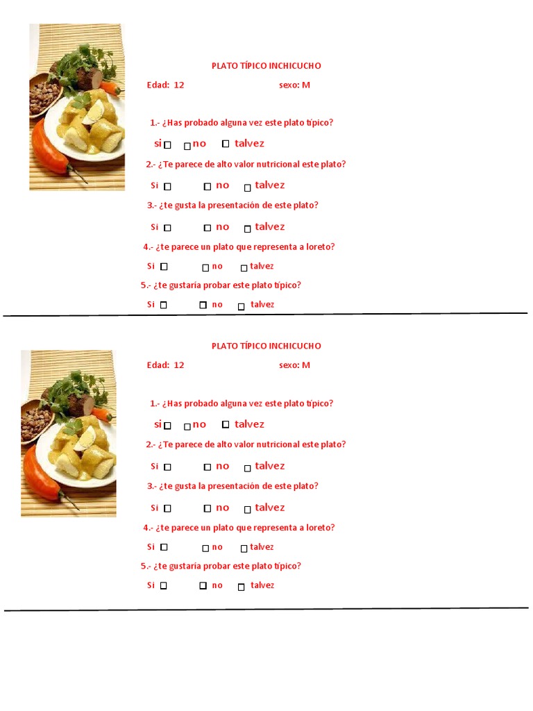 Plato Típico Inchicucho | PDF
