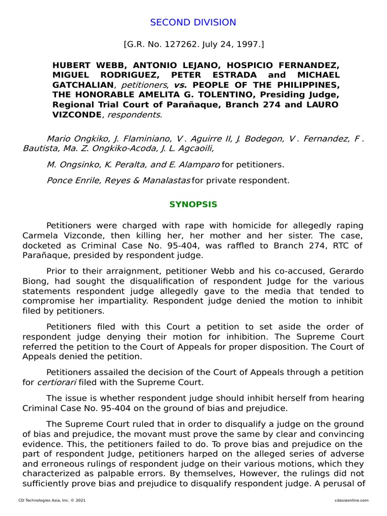 The Supreme Court Rules Against the Petitioners' Motion to Inhibit the ...