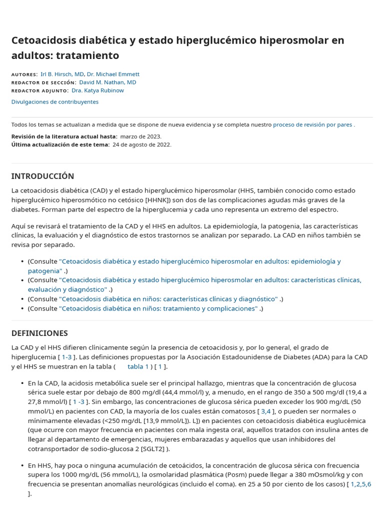 Diabetic ketoacidosis and hyperosmolar hyperglycemic state in adults