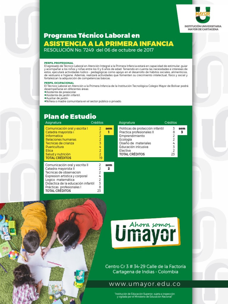 Plan de Estudios en Atención Infantil | PDF | Educación de la primera ...