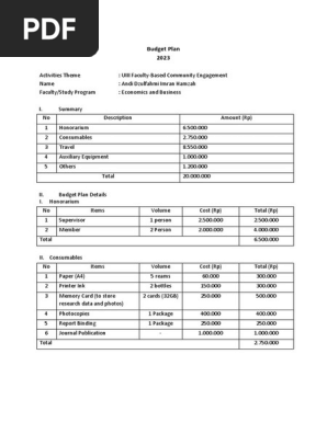 Budget Plan