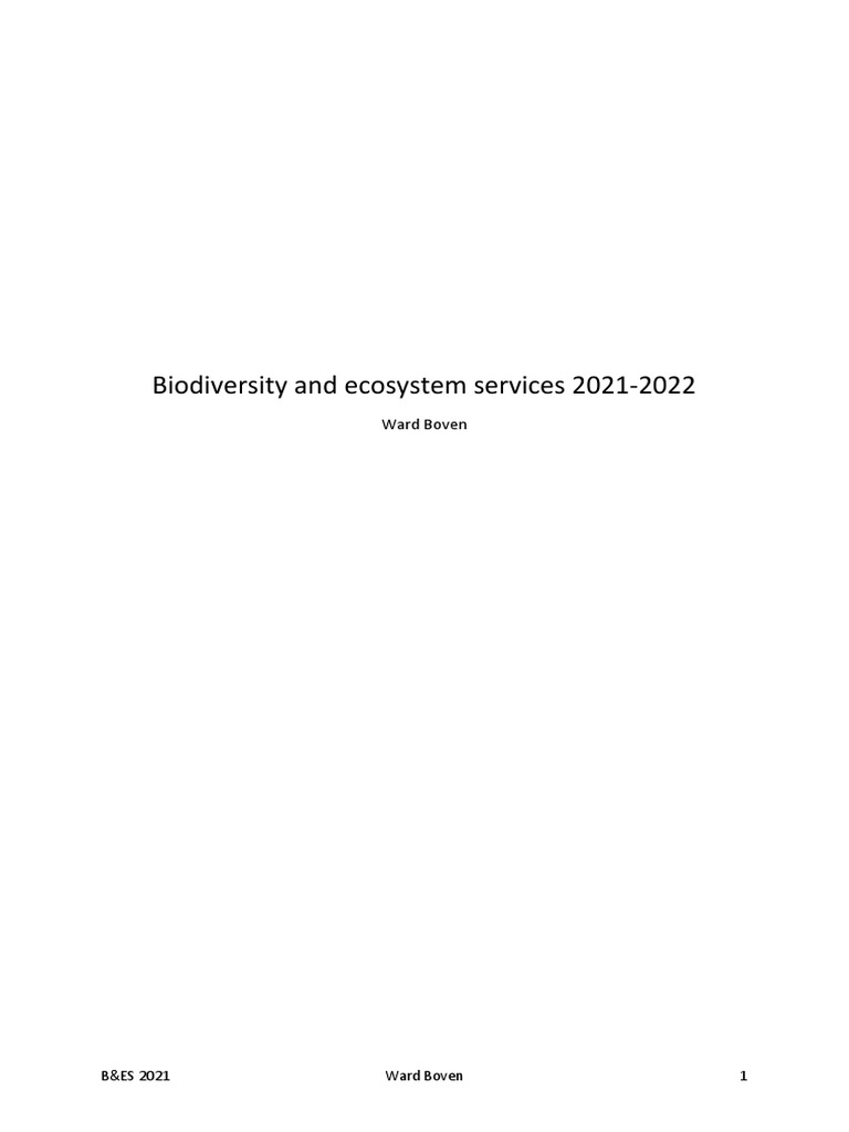 Biodiversity and Ecosystem Services Overview | PDF | Biodiversity ...