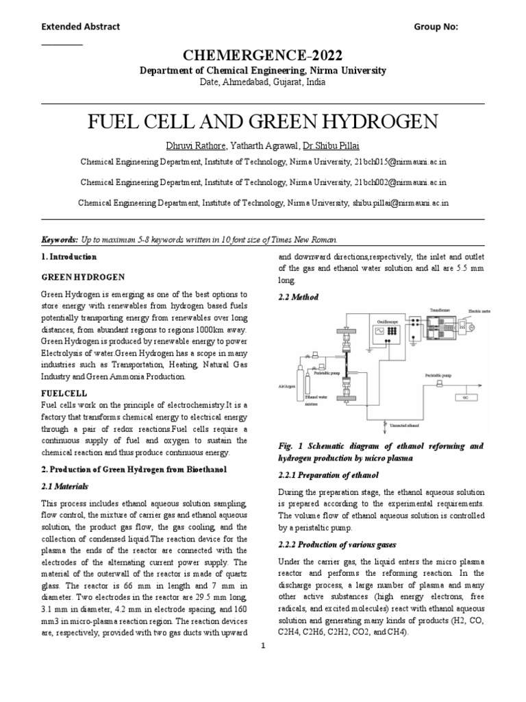 Fuel Cells and Green Hydrogen (Chmen206) | PDF | Chemical Reactions ...