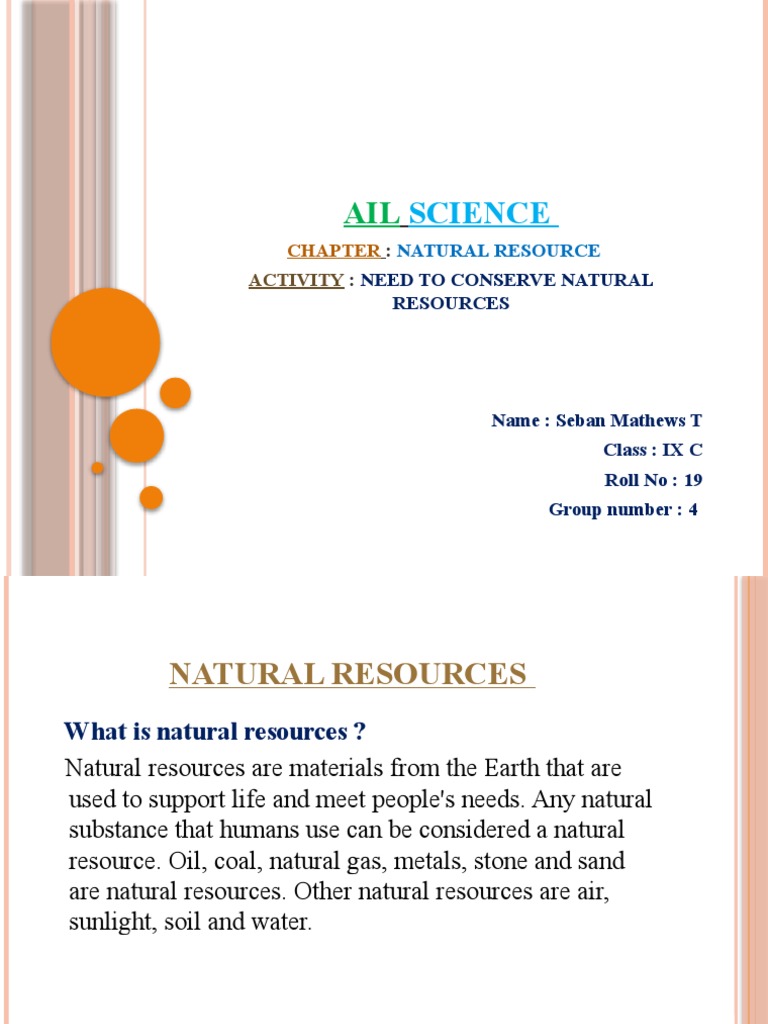 The Importance of Conserving Natural Resources A Student Report on How